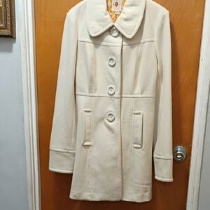 Tulle Cream Pea Coat for Women